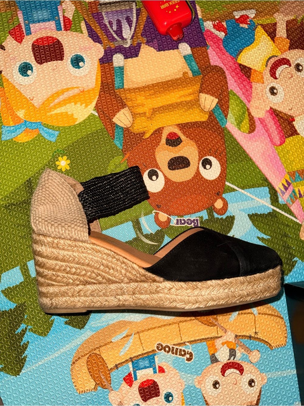 André Assous Anouka Black Espadrille Wedge Sandals